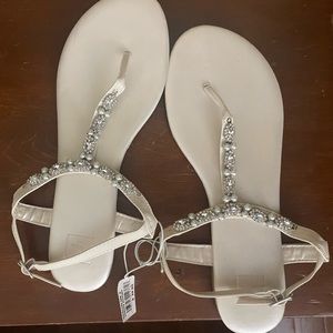 Sarina Ivory embellished sandals
